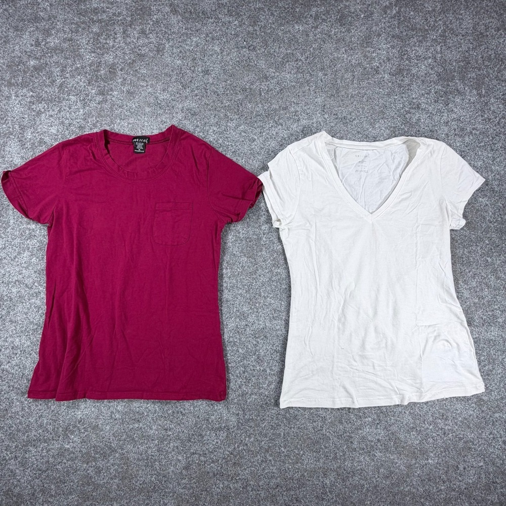 Wet Seal Pullover T-Shirt Womens XL Red White Everyday Comfort Stretch Lot Of 2